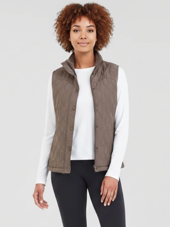 Columbia Sportswear Company Jackets & Blazers - Columbia Women’s Tan Sherpa Lined Embroidered Detailing Zip / Snap Up Vest